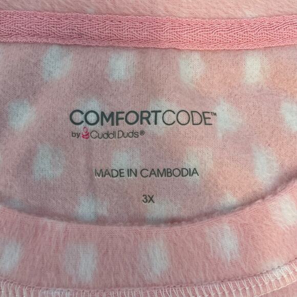 Comfort Code by Cuddl Duds Pink Dot Pajama Set Dog Print Pants Women’s 3X - Picture 4 of 16